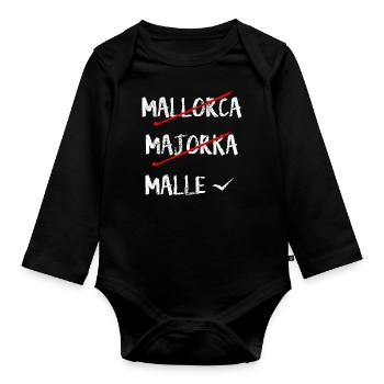 Mallorca - Baby Bio-Langarm-Body - Schwarz - Vorne