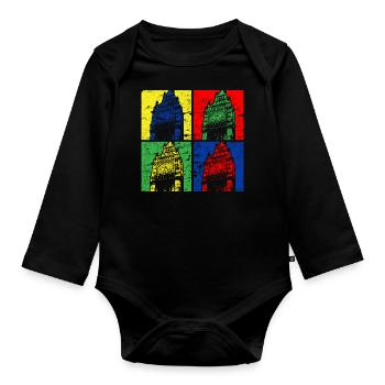 Vintage Big Ben - Organic Longsleeve Baby Bodysuit - black - Front