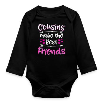 Les cousins se font les meilleurs amis - cousin cousin - Body Bébé bio manches longues - noir - Devant