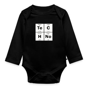 Techno - Body Bébé bio manches longues - noir - Devant