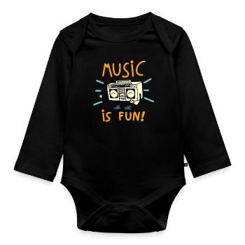 Music is fun - Organic Longsleeve Baby Bodysuit - black - Front