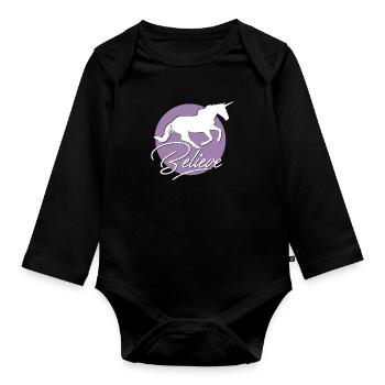 Einhorn - Baby Bio-Langarm-Body - Schwarz - Vorne