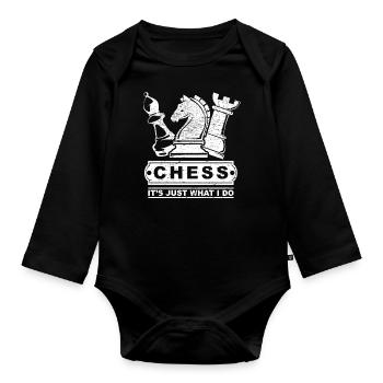 Chess, hobbies, tactics, gift, horse, tower - Organic Longsleeve Baby Bodysuit - black - Front