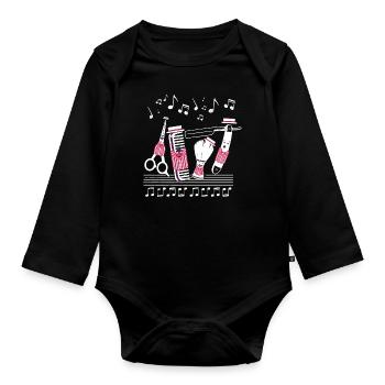 Barbershopper, Harmonie, Singen, Geschenkidee - Baby Bio-Langarm-Body - Schwarz - Vorne