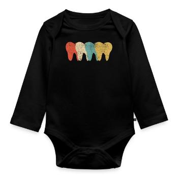 Dentist dental practice dental technician - Organic Longsleeve Baby Bodysuit - black - Front