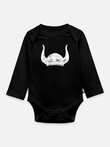Vikings - Organic Longsleeve Baby Bodysuit - black