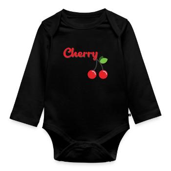 Kirsche - Baby Bio-Langarm-Body - Schwarz - Vorne