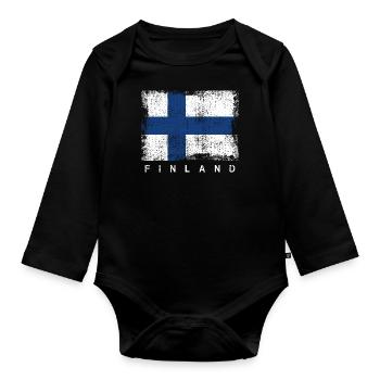 Finnische Flagge - Baby Bio-Langarm-Body - Schwarz - Vorne