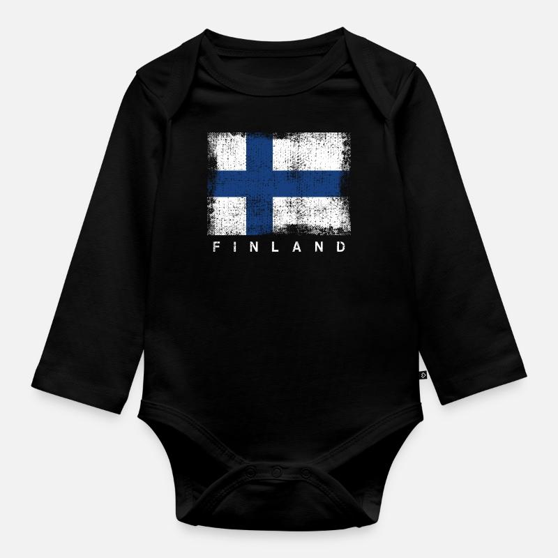 Drapeau finlandais - Body Bébé bio manches longues - noir