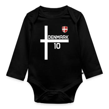 Maillot de sport rétro du Danemark - Body Bébé bio manches longues - noir - Devant