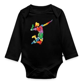 Volleyball Sport Lover Abstract Volleyball Player - Organic Longsleeve Baby Bodysuit - black - Front