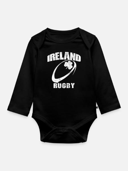 Ireland rugby - Organic Longsleeve Baby Bodysuit - black
