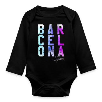 Vintage Abstrait Barcelone - Body Bébé bio manches longues - noir - Devant