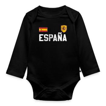 Trikot Spanien - Baby Bio-Langarm-Body - Schwarz - Vorne