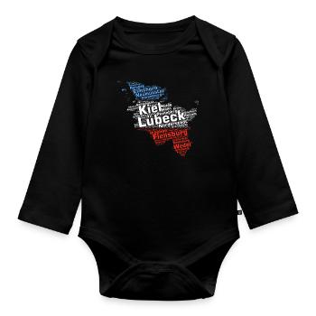 State Schleswig-Holstein Cities and municipalities - Organic Longsleeve Baby Bodysuit - black - Front