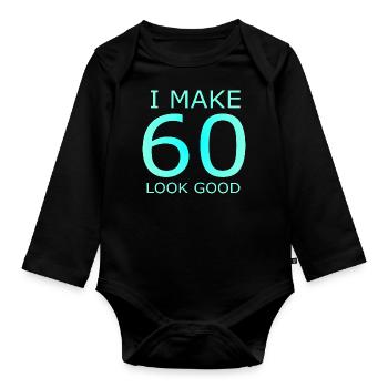 60 ans je fais bien paraître 60 - Body Bébé bio manches longues - noir - Devant