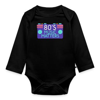 '80s music - Organic Longsleeve Baby Bodysuit - black - Front