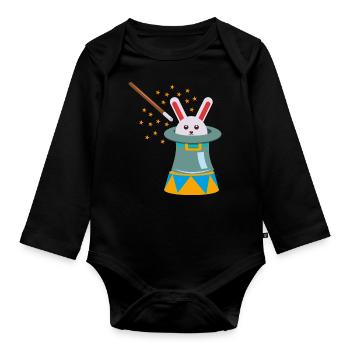Circus bunny rabbit bunny - Organic Longsleeve Baby Bodysuit - black - Front