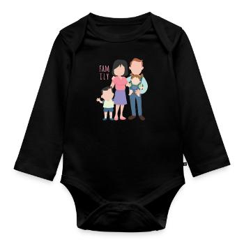 Familie - Baby Bio-Langarm-Body - Schwarz - Vorne