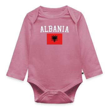 Albanian flag - Organic Longsleeve Baby Bodysuit - mauve - Front