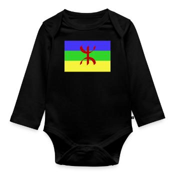 Drapeau flag Amazigh t-shirt - Body Bébé bio manches longues - noir - Devant