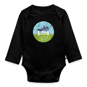 Idée cadeau cheval - Body Bébé bio manches longues - noir - Devant