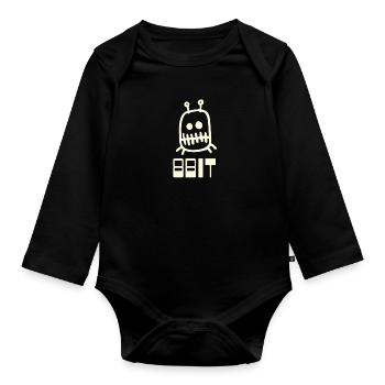 Ordinateur 8bit - Body Bébé bio manches longues - noir - Devant