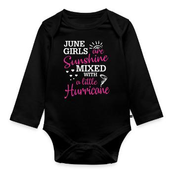 June Girls sont ensoleillées avec un ouragan - Body Bébé bio manches longues - noir - Devant