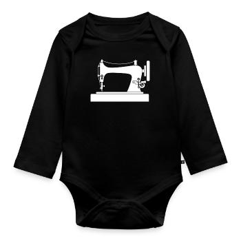 sewing machine - Organic Longsleeve Baby Bodysuit - black - Front