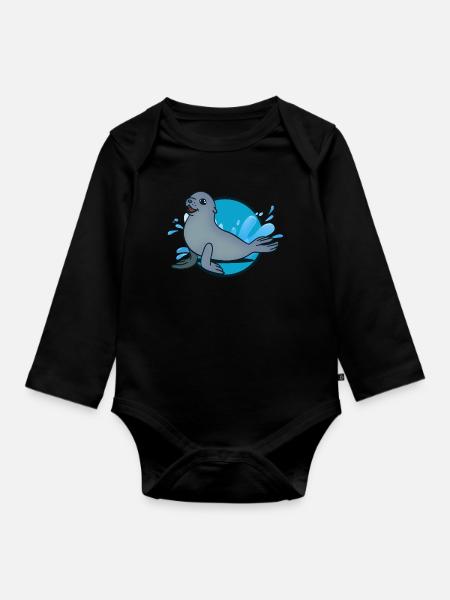 Robbe - Baby Bio-Langarm-Body - Schwarz