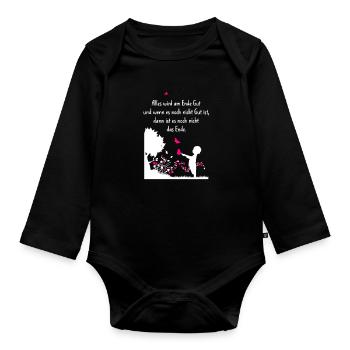 Alles wird Gut - Glück Spruch Aufmunterung - Baby Bio-Langarm-Body - Schwarz - Vorne