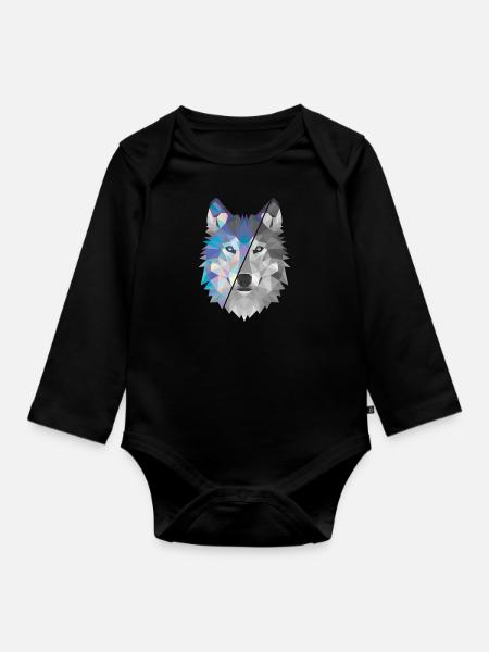 WOLF MOTIV GESCHENK KINDER MANN FRAU IDEE - Baby Bio-Langarm-Body - Schwarz