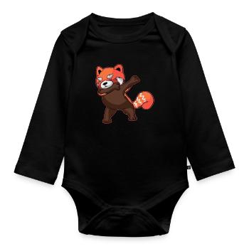 Funny Dabbing Red Panda Dab Dance Gift - Baby Bio-Langarm-Body - Schwarz - Vorne