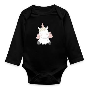 Licorne licorne mignon motif animal animaux design - Body Bébé bio manches longues - noir - Devant