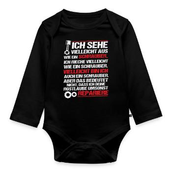 Screwdriver moth rustling, for hobbyists, funny - Organic Longsleeve Baby Bodysuit - black - Front