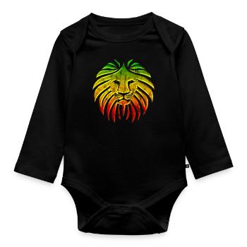 LIKE A LION Reggae Lion Rasta Revolution Musique - Body Bébé bio manches longues - noir - Devant
