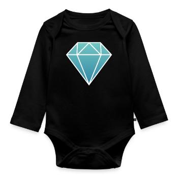 diamant diamant simple logo pierre bleue turquoise - Body Bébé bio manches longues - noir - Devant
