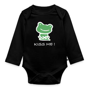 frog - Organic Longsleeve Baby Bodysuit - black - Front