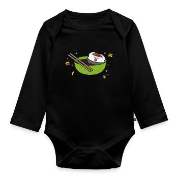 Sushi Nigiri Maki Geschenk japanisch lustig essen - Baby Bio-Langarm-Body - Schwarz - Vorne