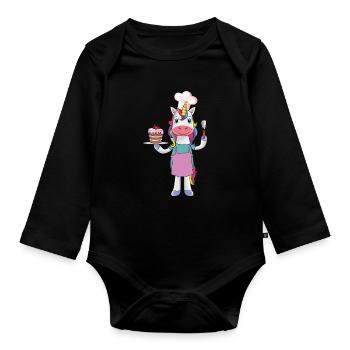 Cadeau de cuisine licorne - Body Bébé bio manches longues - noir - Devant