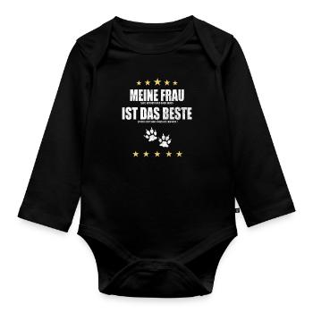Meine Frau | Hund | Gassi | Witzig - Baby Bio-Langarm-Body - Schwarz - Vorne