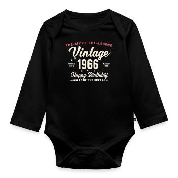 Vintage 1966 Classic Geburtstag Geschenk Idee - Baby Bio-Langarm-Body - Schwarz - Vorne
