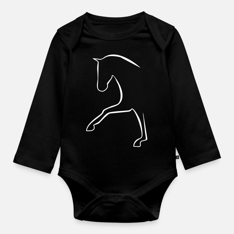 Pferd - Baby Bio-Langarm-Body - Schwarz