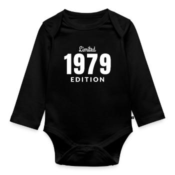 Geboren 1979 - Baby Bio-Langarm-Body - Schwarz - Vorne