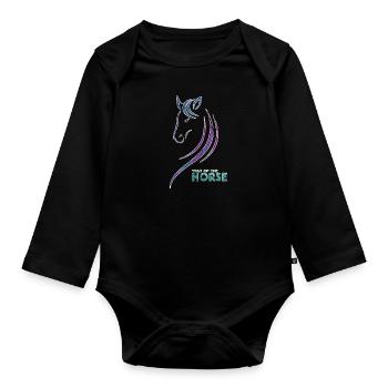 Cheval - Body Bébé bio manches longues - noir - Devant