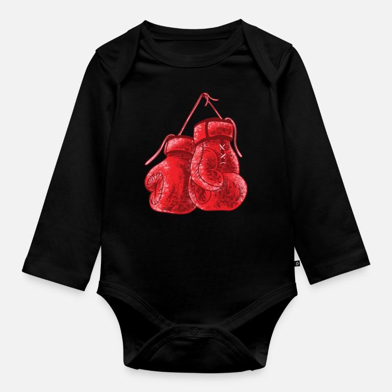 Chemise de gants de boxe - gants de boxe vintage - Body Bébé bio manches longues - noir