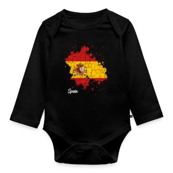 Espagne - Body Bébé bio manches longues - noir - Devant