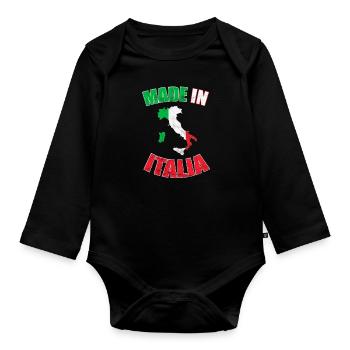 Drapeau Italie drapeau né en Italie Italie - Body Bébé bio manches longues - noir - Devant