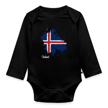 Islande - Body Bébé bio manches longues - noir - Devant