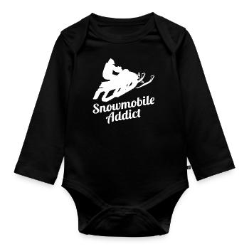 Snowmobile Snowmobile Winter Snowmobile - Organic Longsleeve Baby Bodysuit - black - Front